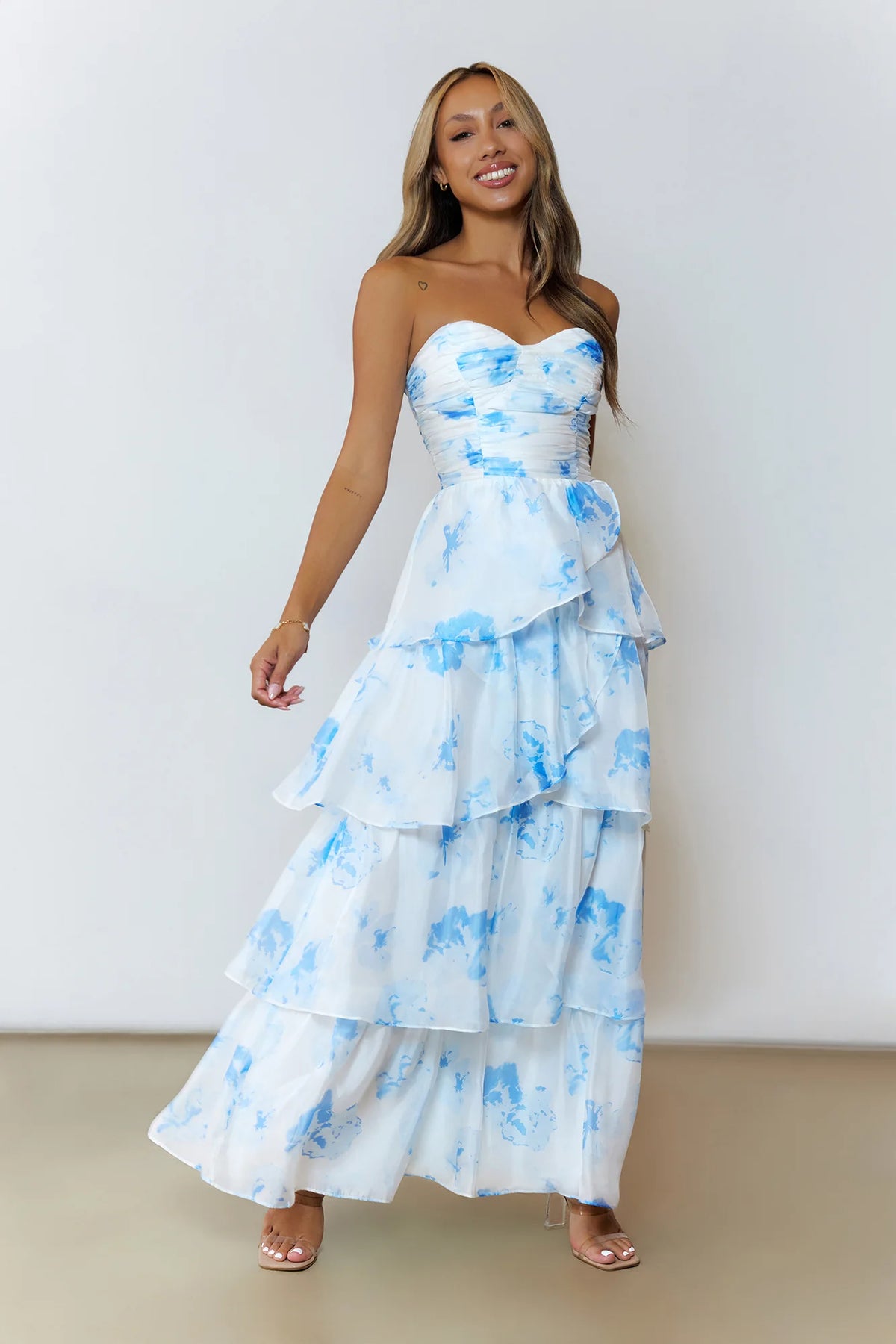 Sunlit Serendipity Strapless Maxi Dress Floral