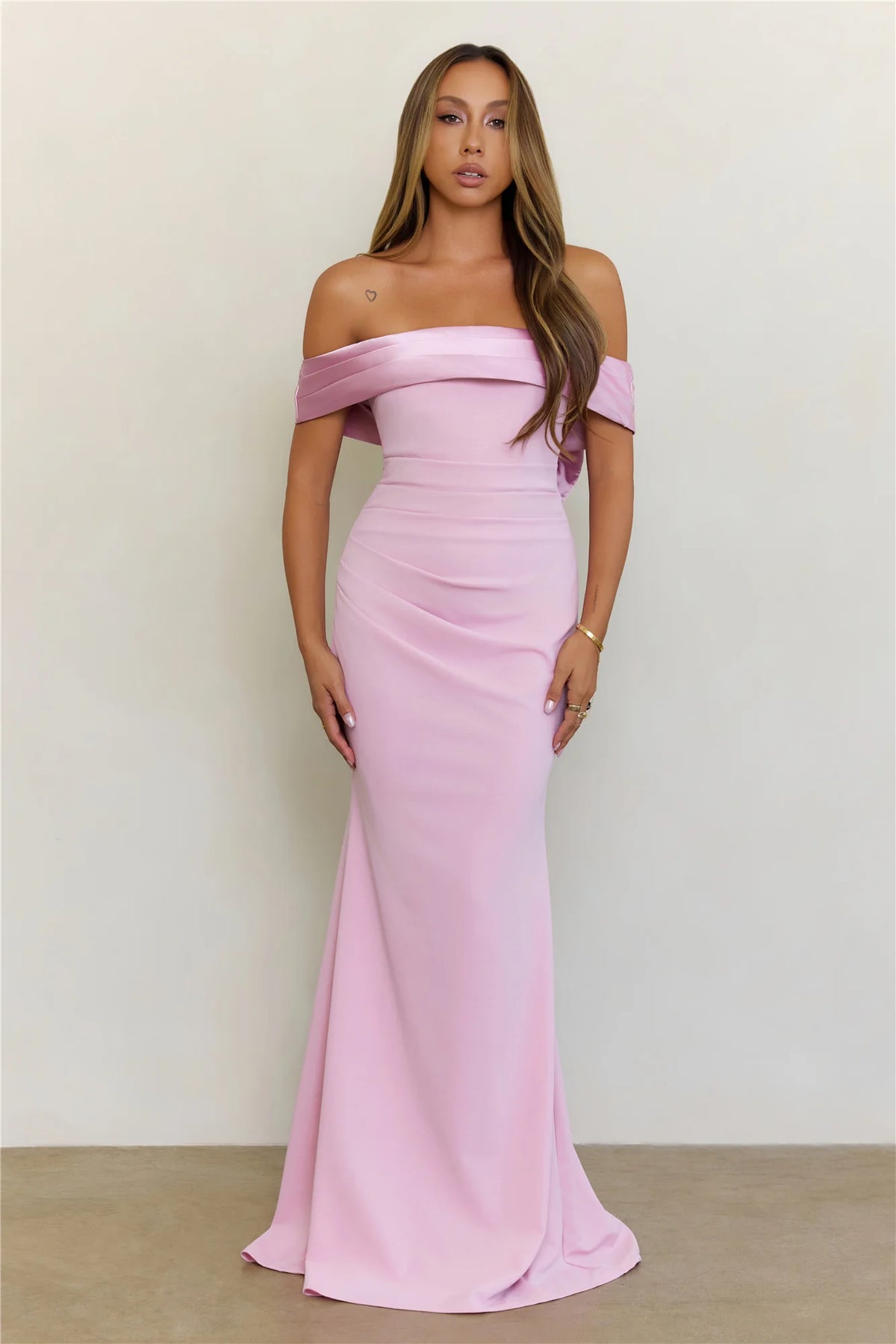 The Sleek Soirée Off Shoulder Maxi Dress Plum