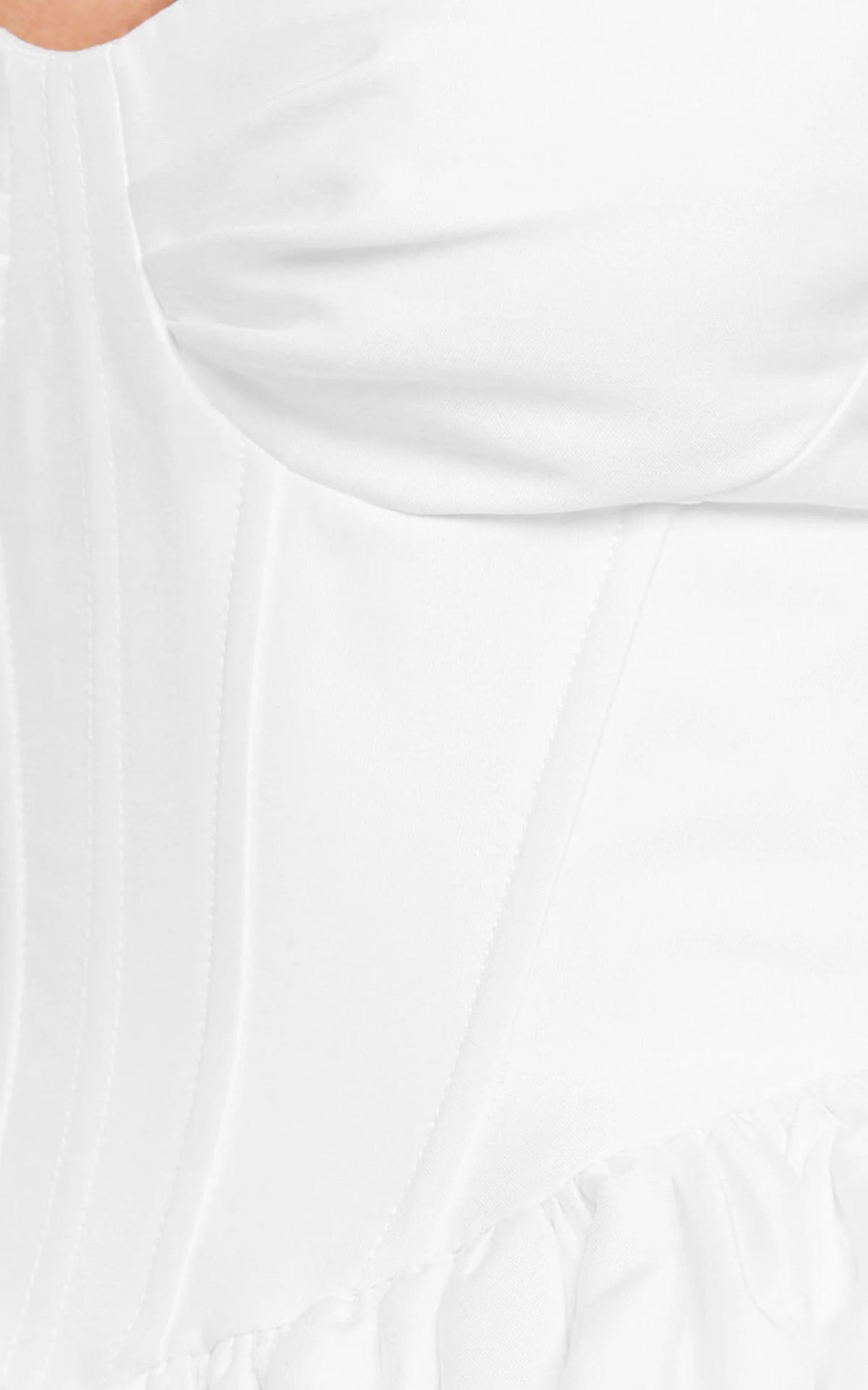 Charlize Mini Dress - Satin Sweetheart V Waist Fit And Flare Dress in White
