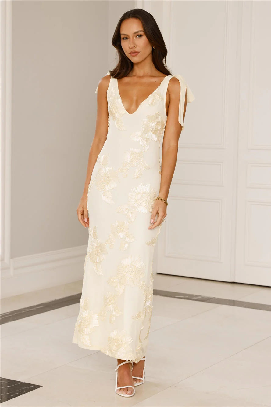 Golden Doll Mesh Maxi Dress Blue