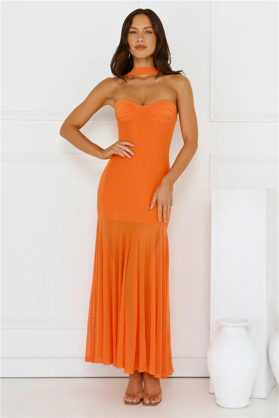 Serene Sway Strapless Maxi Dress Red