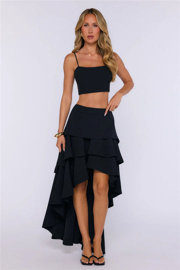 Rosy Love Maxi Skirt Black