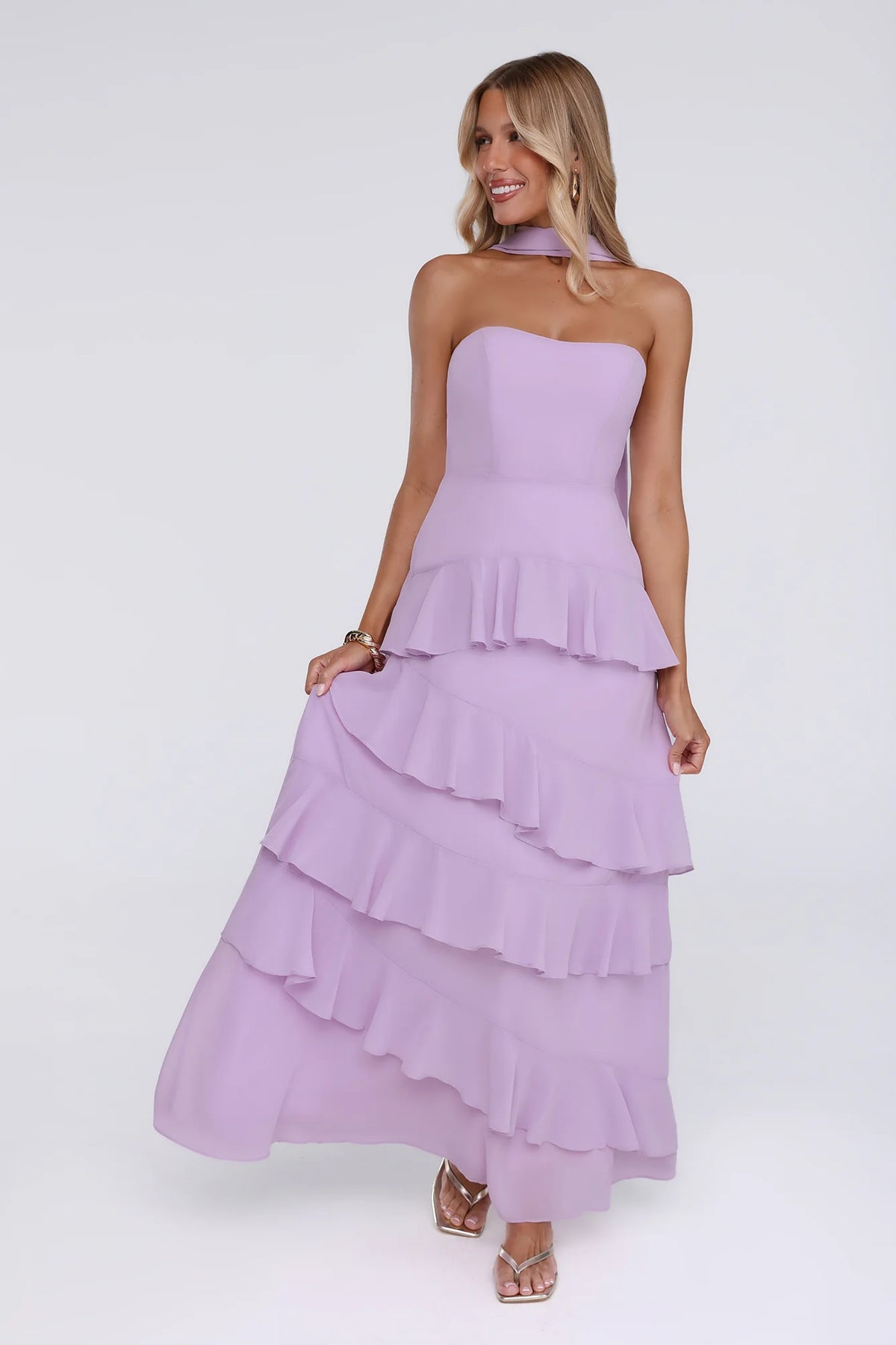 Sunset Reverie Strapless Maxi Dress Pink