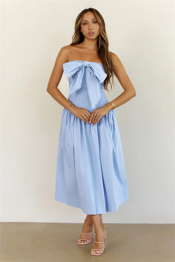 Poolside Whispers Halter Midi Dress Blue