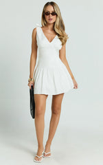 Elyza Mini Dress - V-neck Tierred Dress in White
