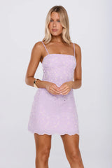 Highlight Girl Embroidered Mini Dress Lilac