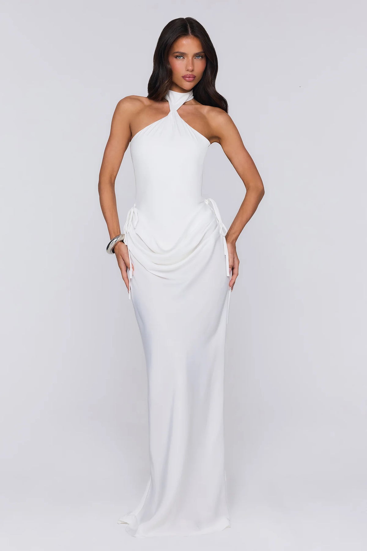 Evening Spark Satin Maxi Skirt Black