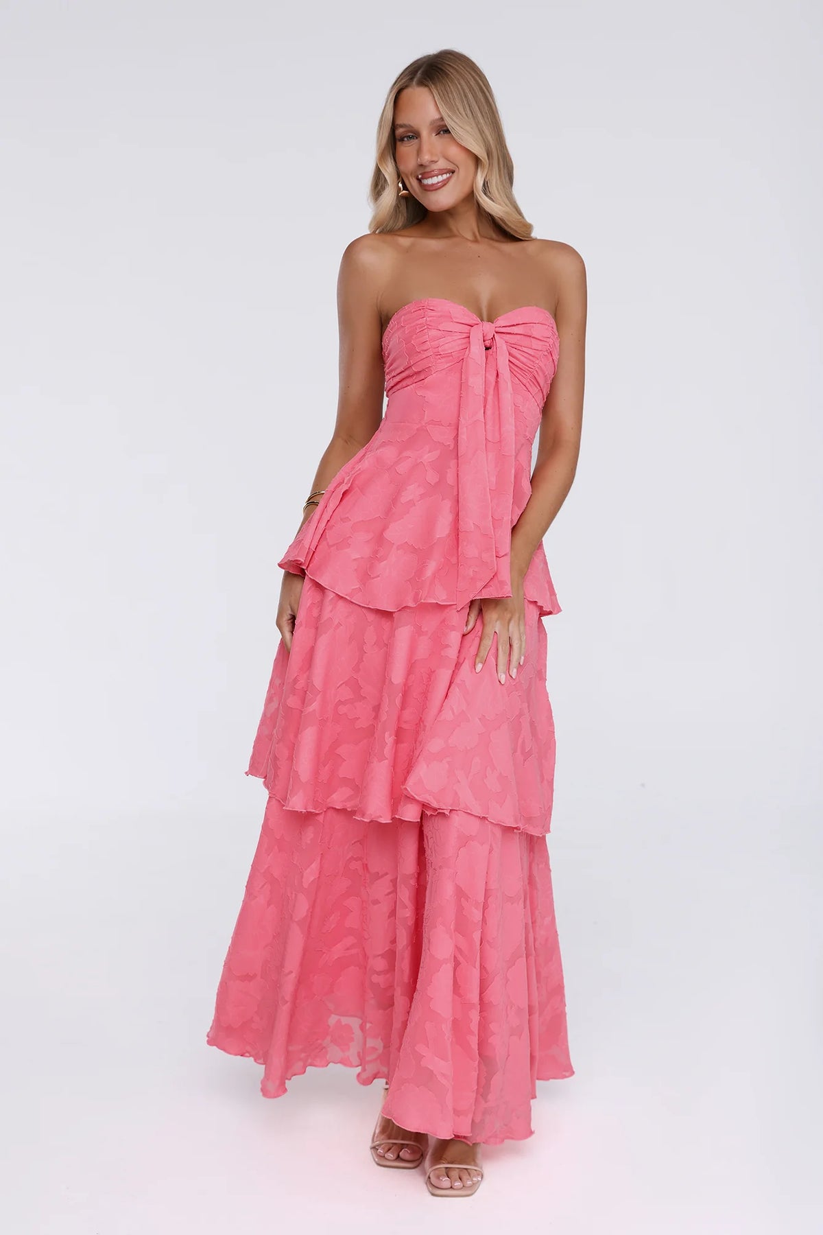 Frost Flare Strapless Maxi Dress Blue