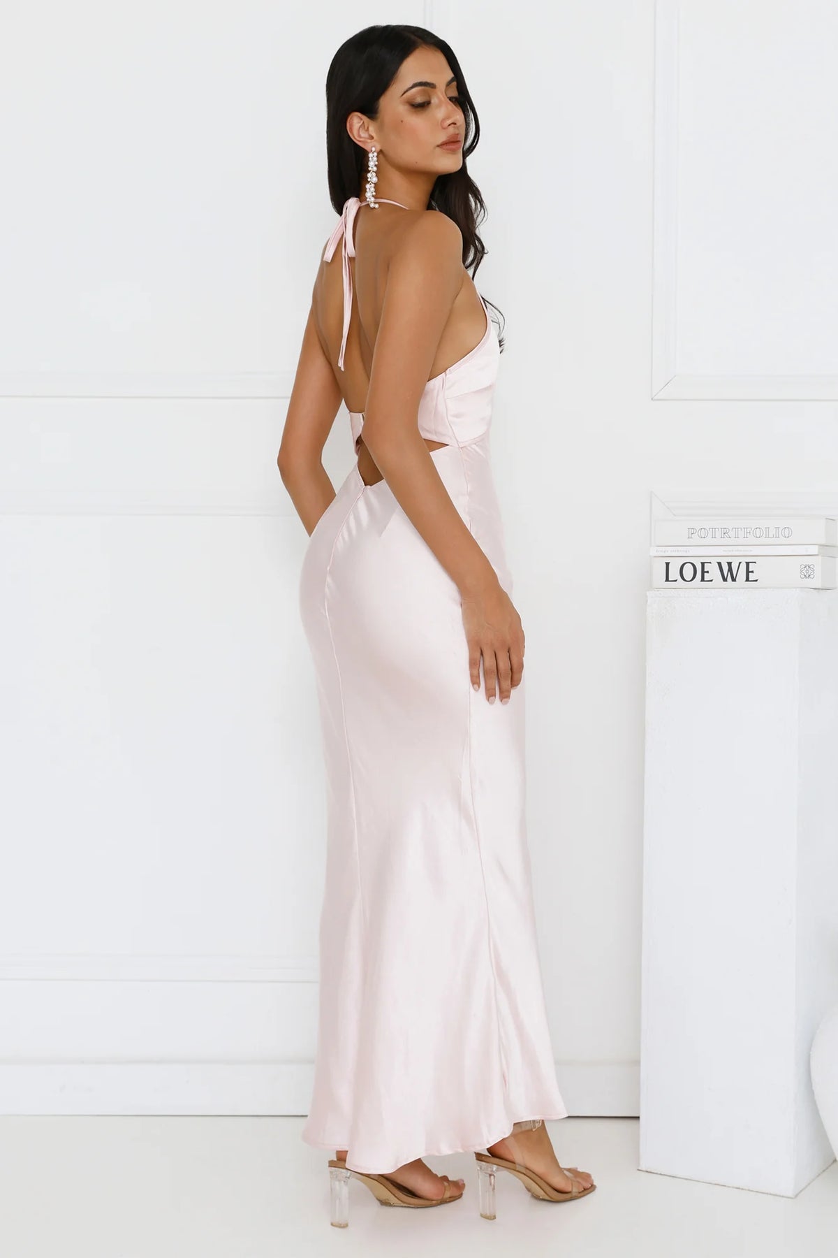 Ishara Halter Satin Maxi Dress Yellow