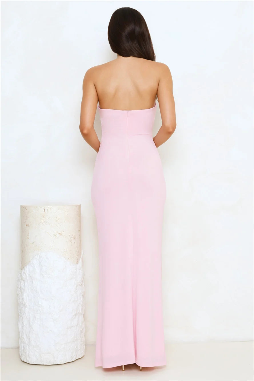 Seashore Dreaming Strapless Maxi Dress Pink