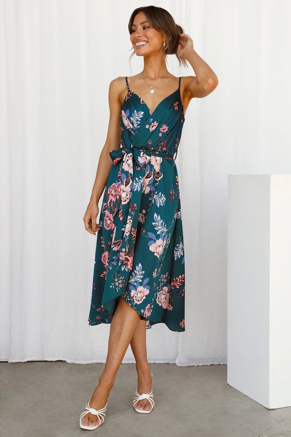 Falling In Style Midi Dress Navy