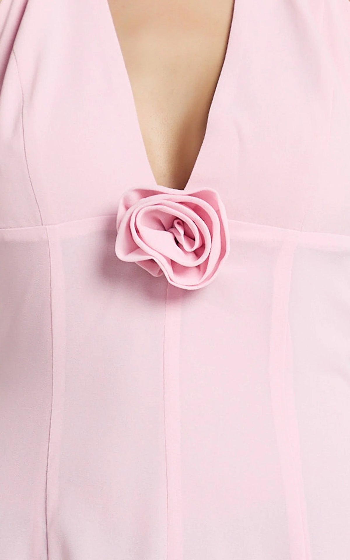 Frederica Mini Dress - Chiffon Halter Neck Rosette Godet Dress in Pink