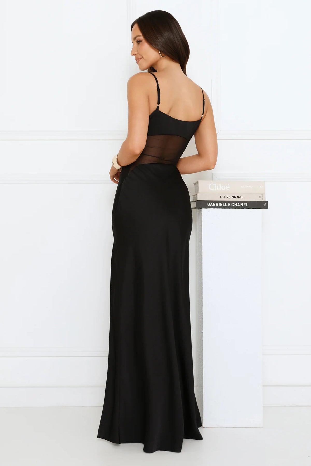 High Definition Satin Maxi Dress Black