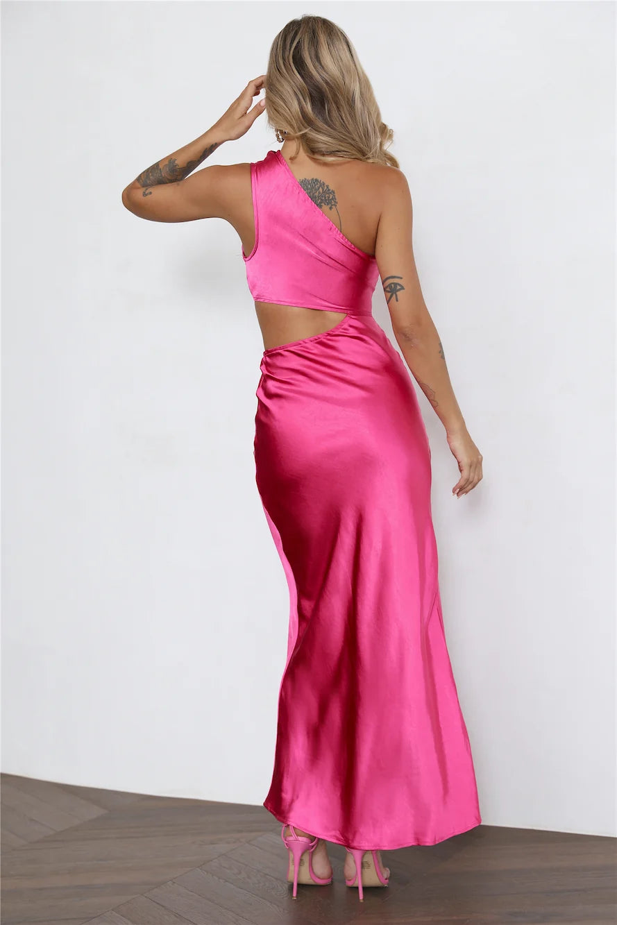 Poker Faced Satin Maxi Dress Green