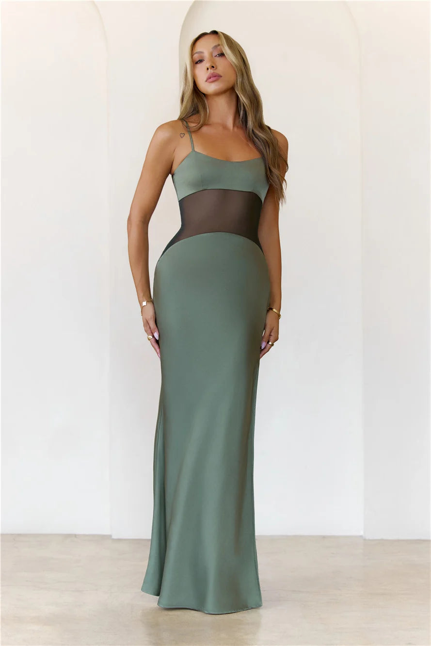 High Definition Satin Maxi Dress Black