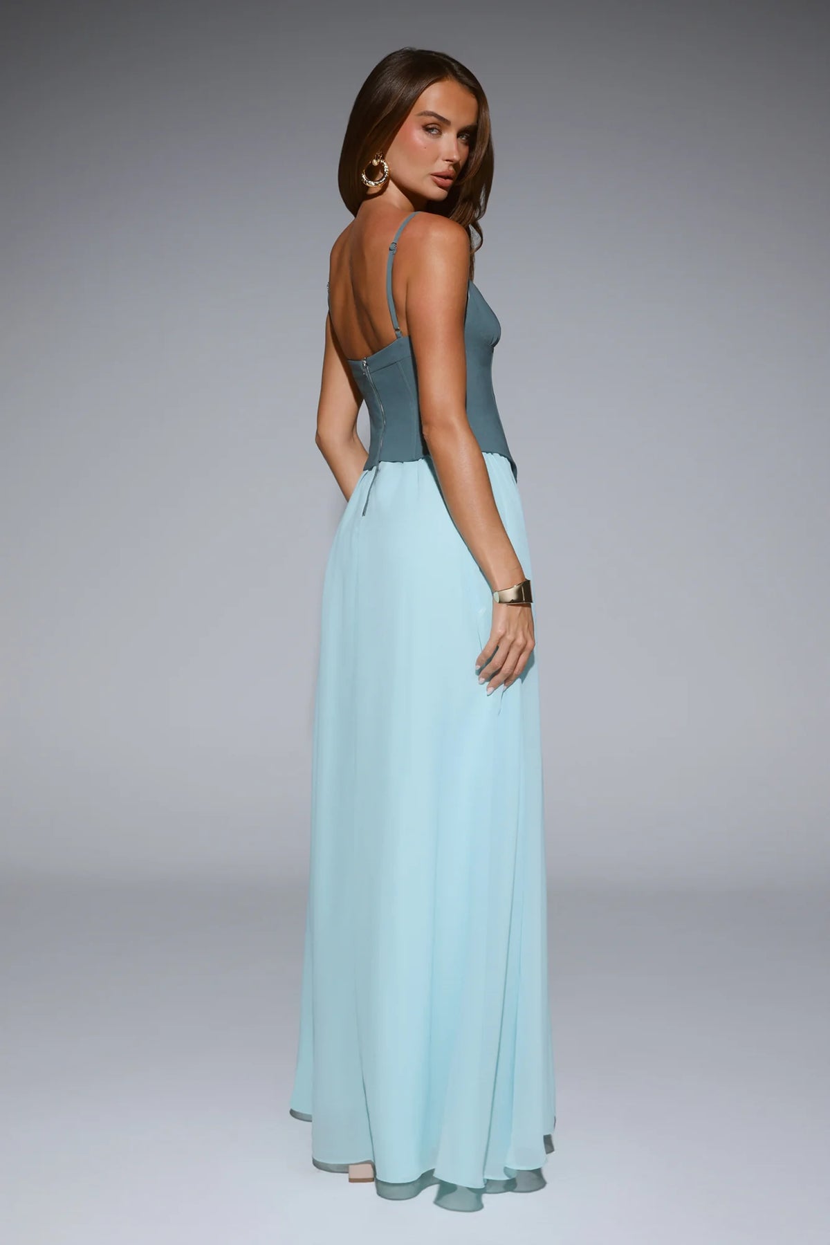 Sleek Society Maxi Dress Teal