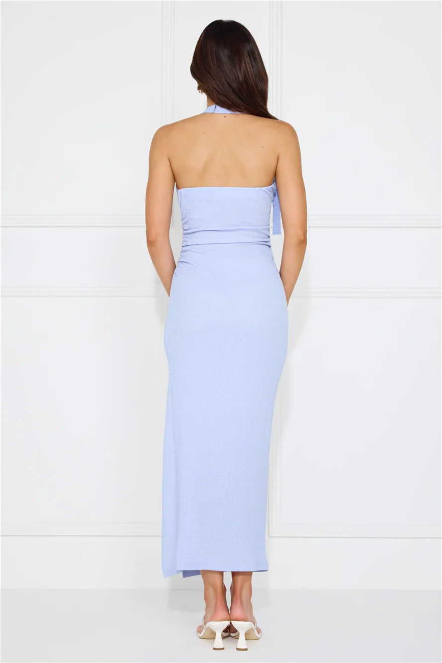 Songs Of The Sea Halter Midi Dress Blue