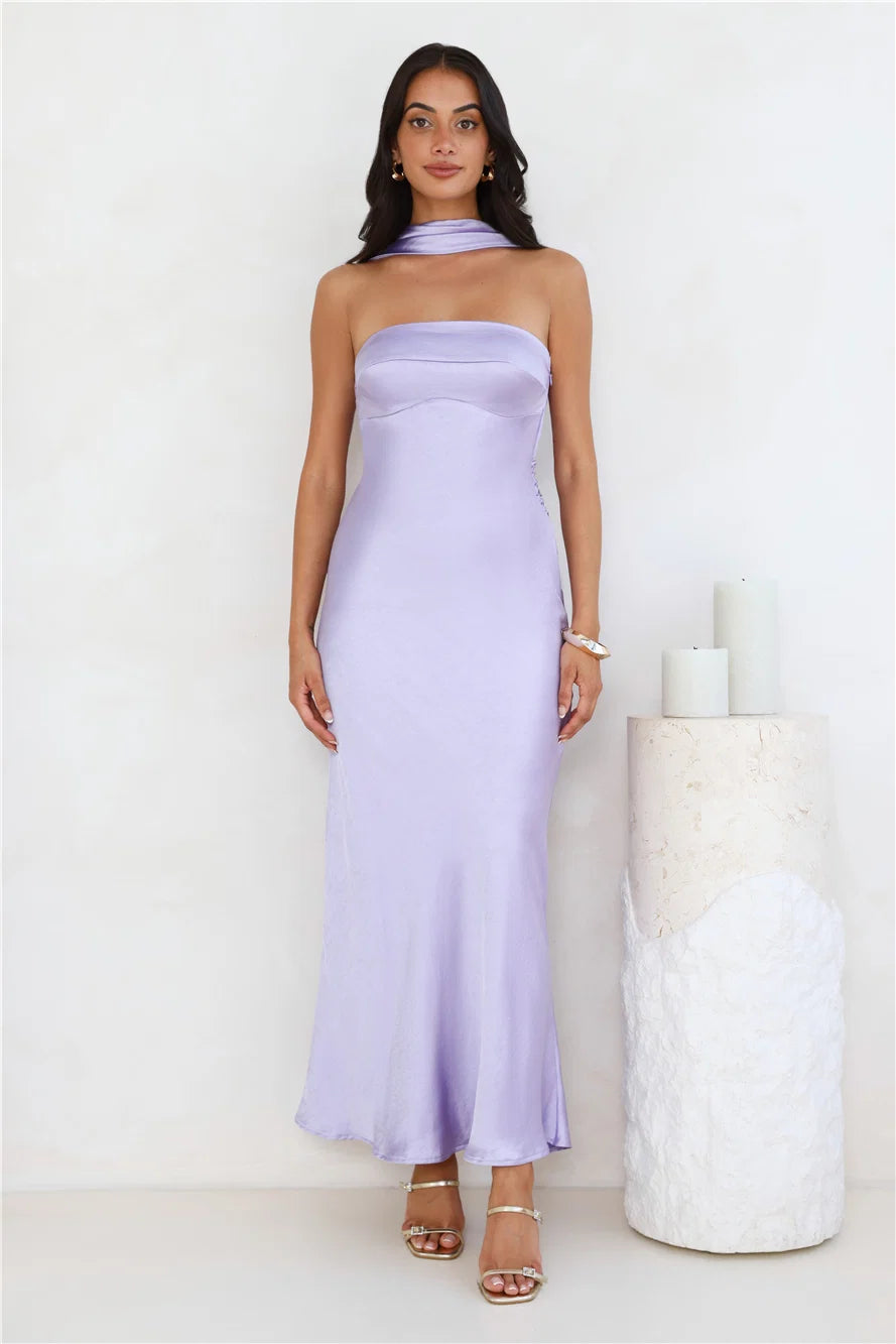 Precious Pearl Satin Maxi Dress Pink