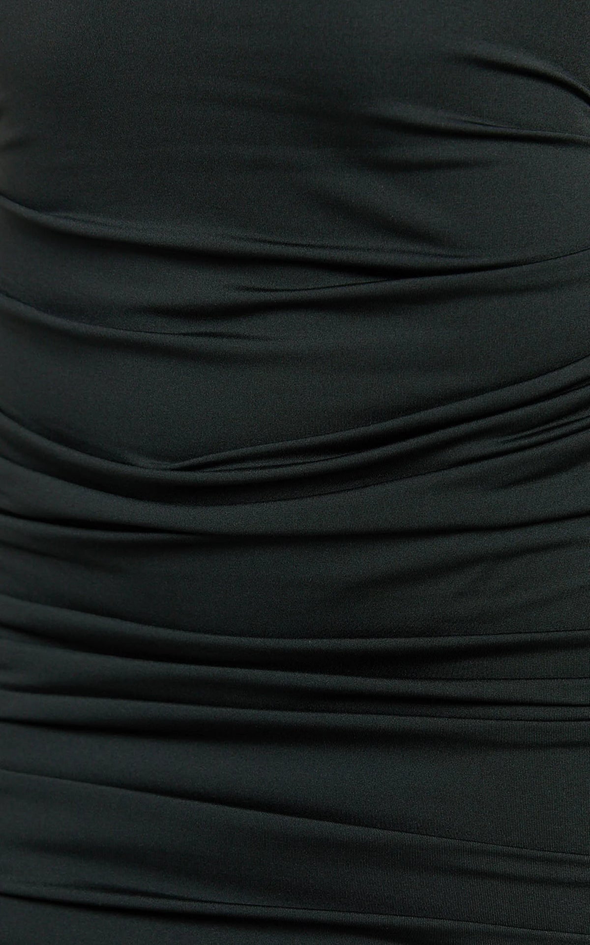 Misty Mini Dress - Wide Neckline Ruched Jersey Dress in Black