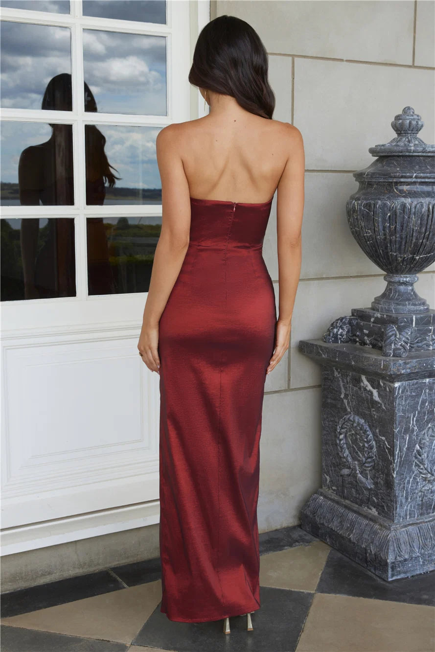 Soulmate Magic Strapless Satin Maxi Dress Navy