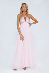 Starlit Ballroom Halter Sequin Maxi Dress Pink