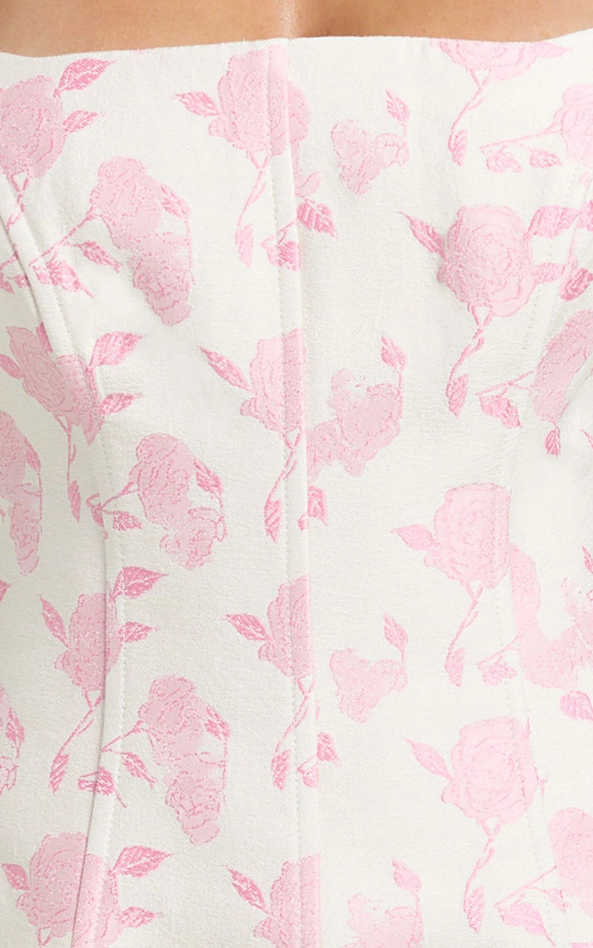 Reece Mini Dress - Strapless Fitted Bodice Tulip Skirt Brocade Dress in Pink