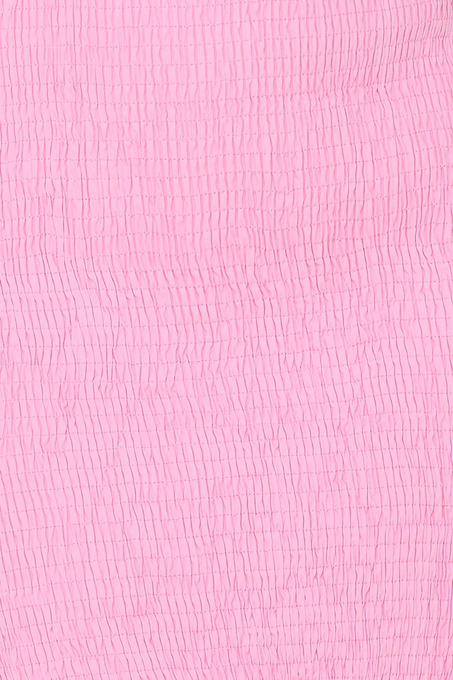 In My Direction Strapless Bubble Midi Dress Pink