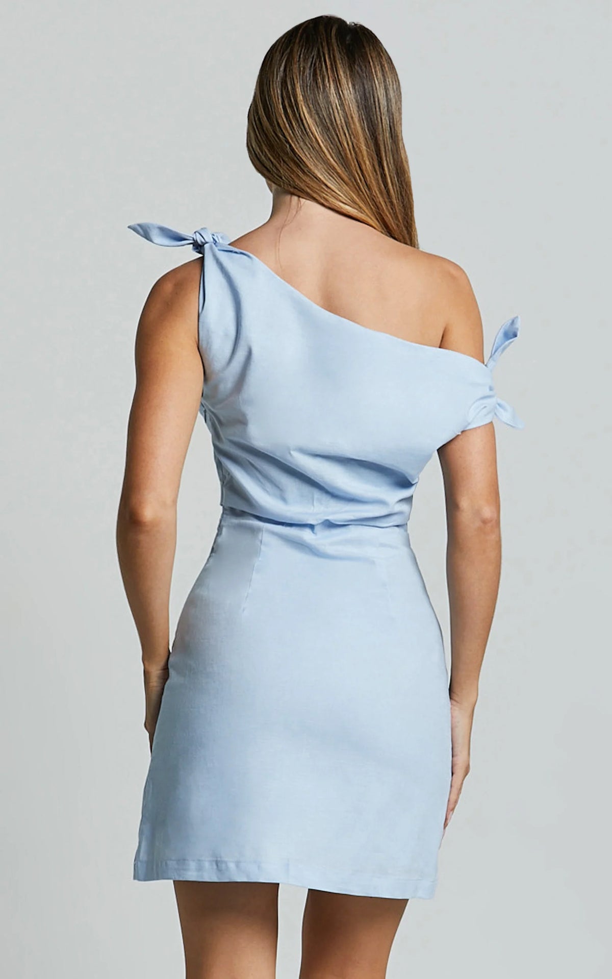 Jeofina Mini Dress - Off The Shoulder Linen Look Dress in Lemon