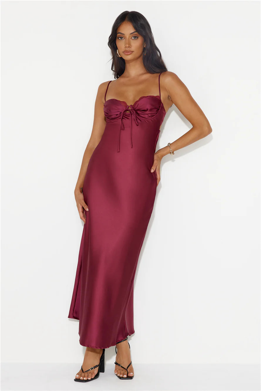 Winery Wedding Satin Maxi Dress Lilac