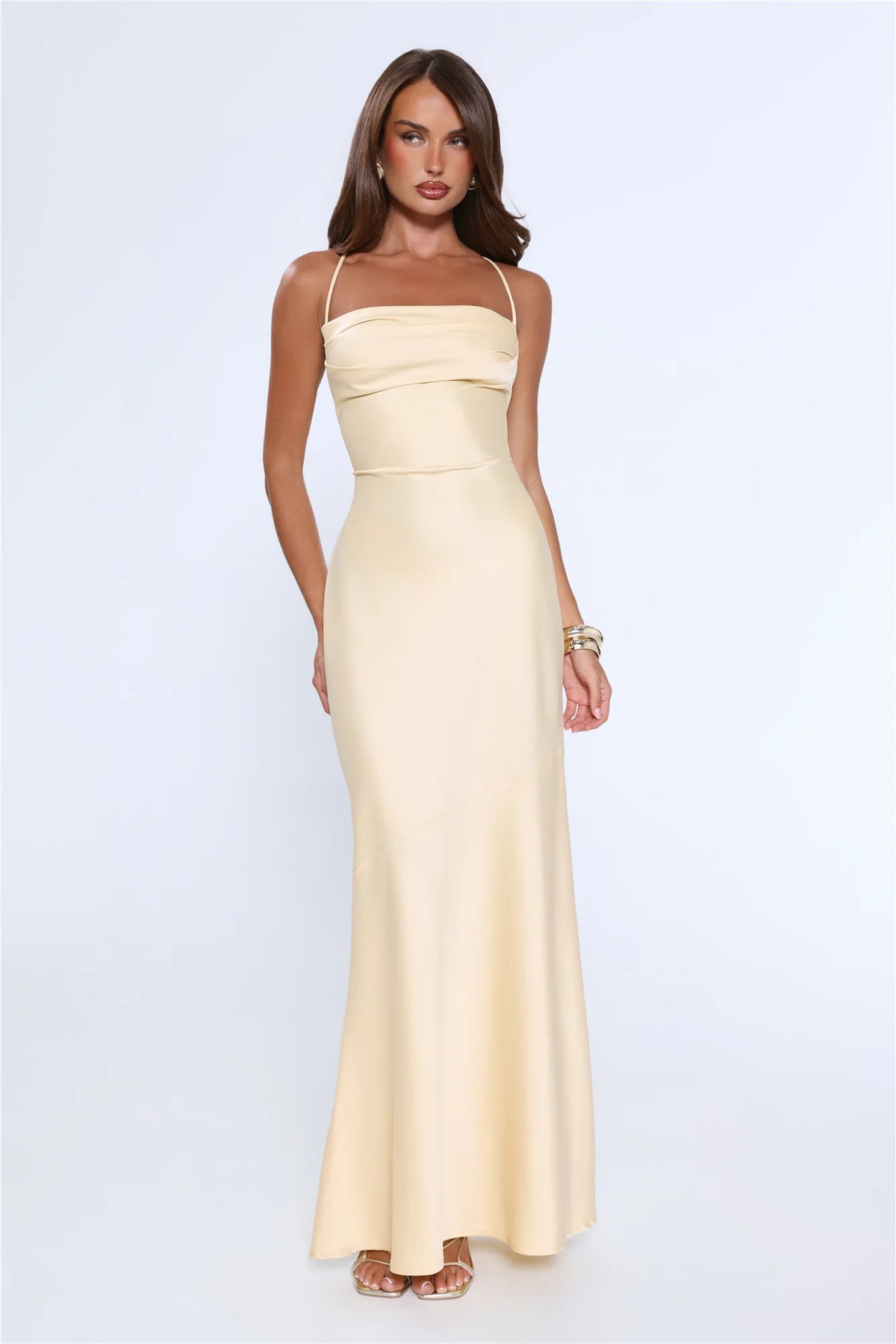 Evening Energy Satin Maxi Dress Blue
