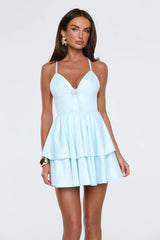 Moon Over Petals Mini Dress Blue