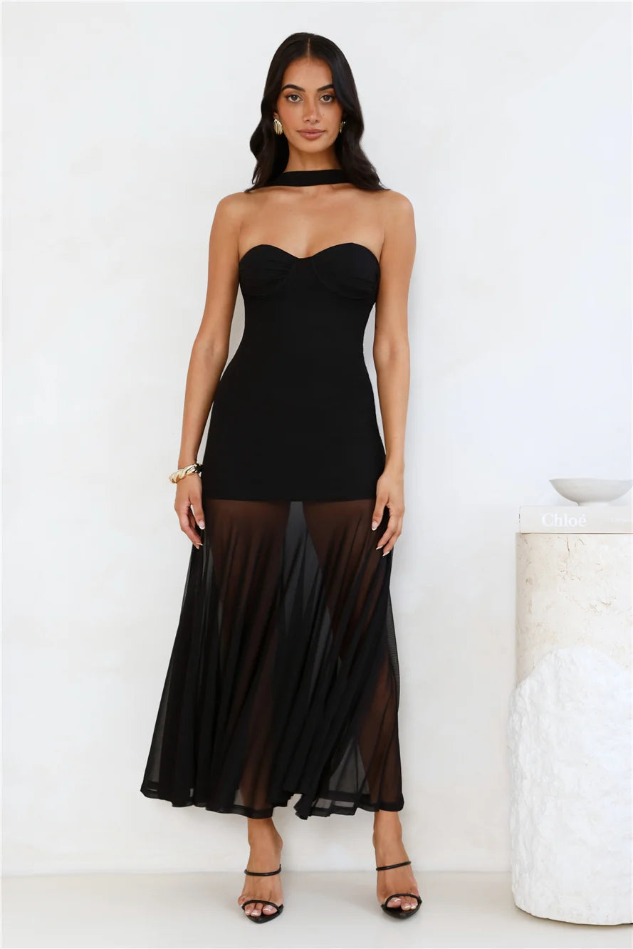 Serene Sway Strapless Maxi Dress Red