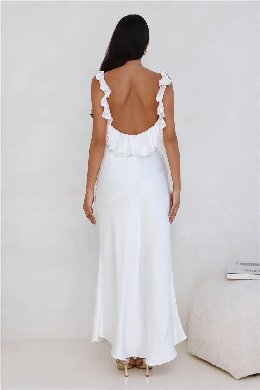 Chasing The Spark Satin Maxi Dress Blue