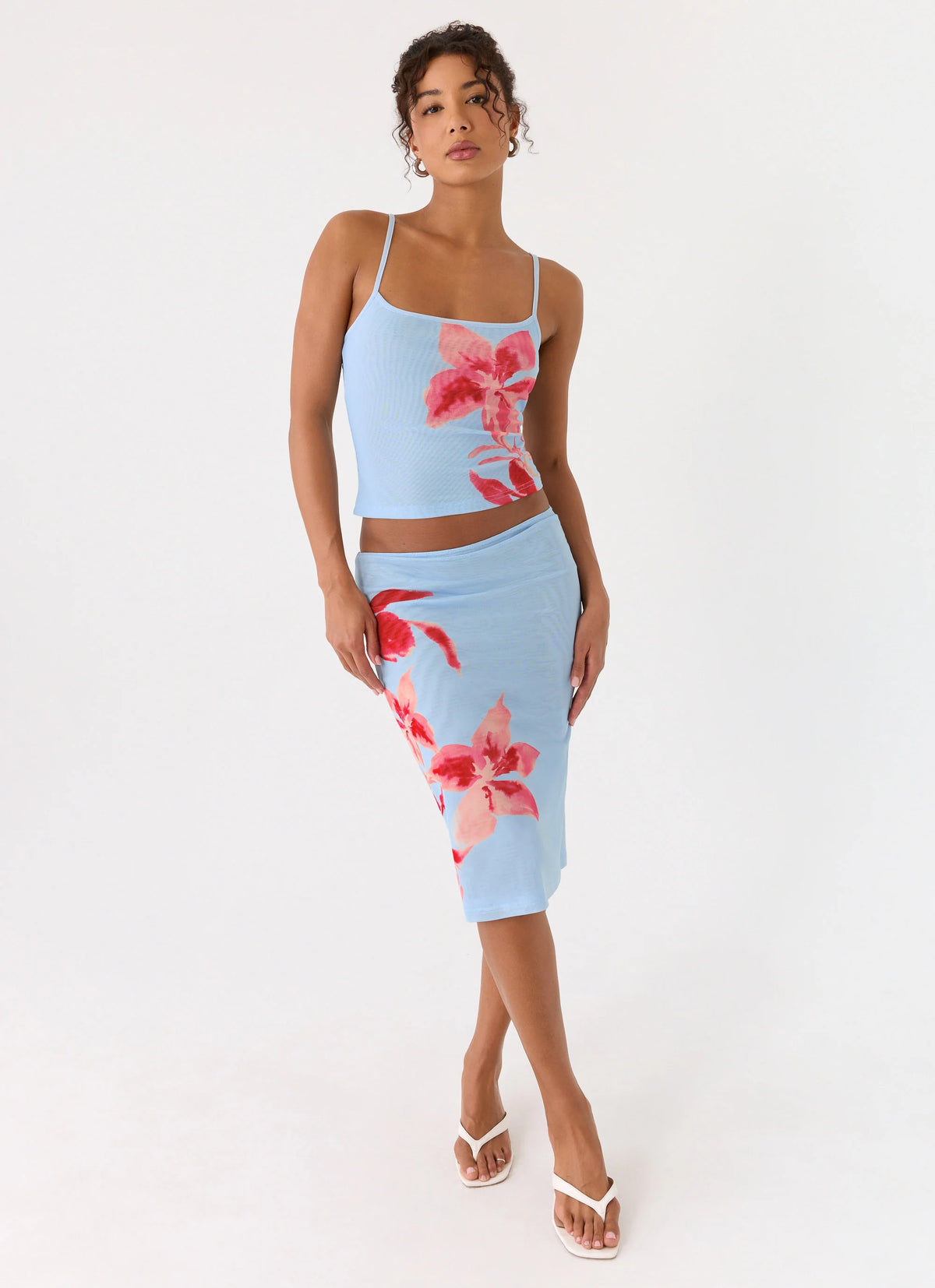 Tamia Midi Skirt - Blue Petal
