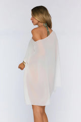 Sheer Chiffon Poncho White