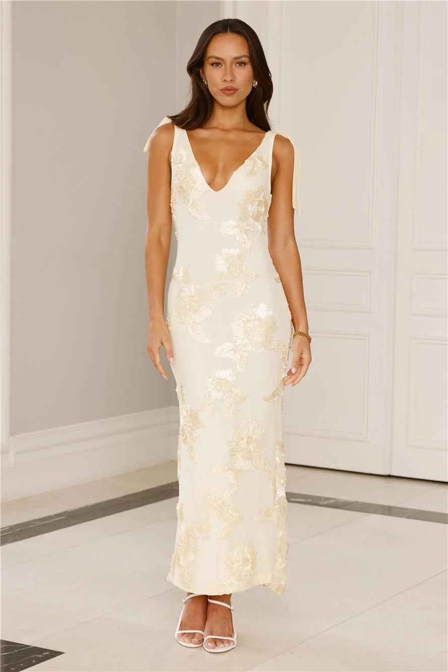Golden Doll Mesh Maxi Dress Blue