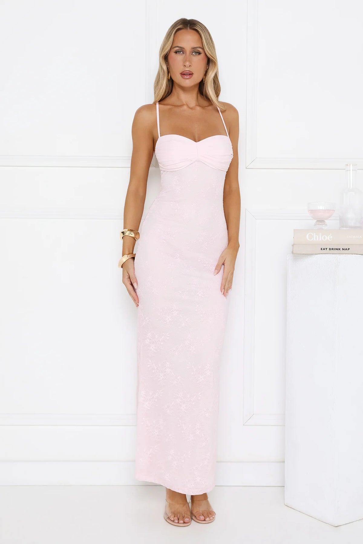 Love Bitten Lace Maxi Dress Pink