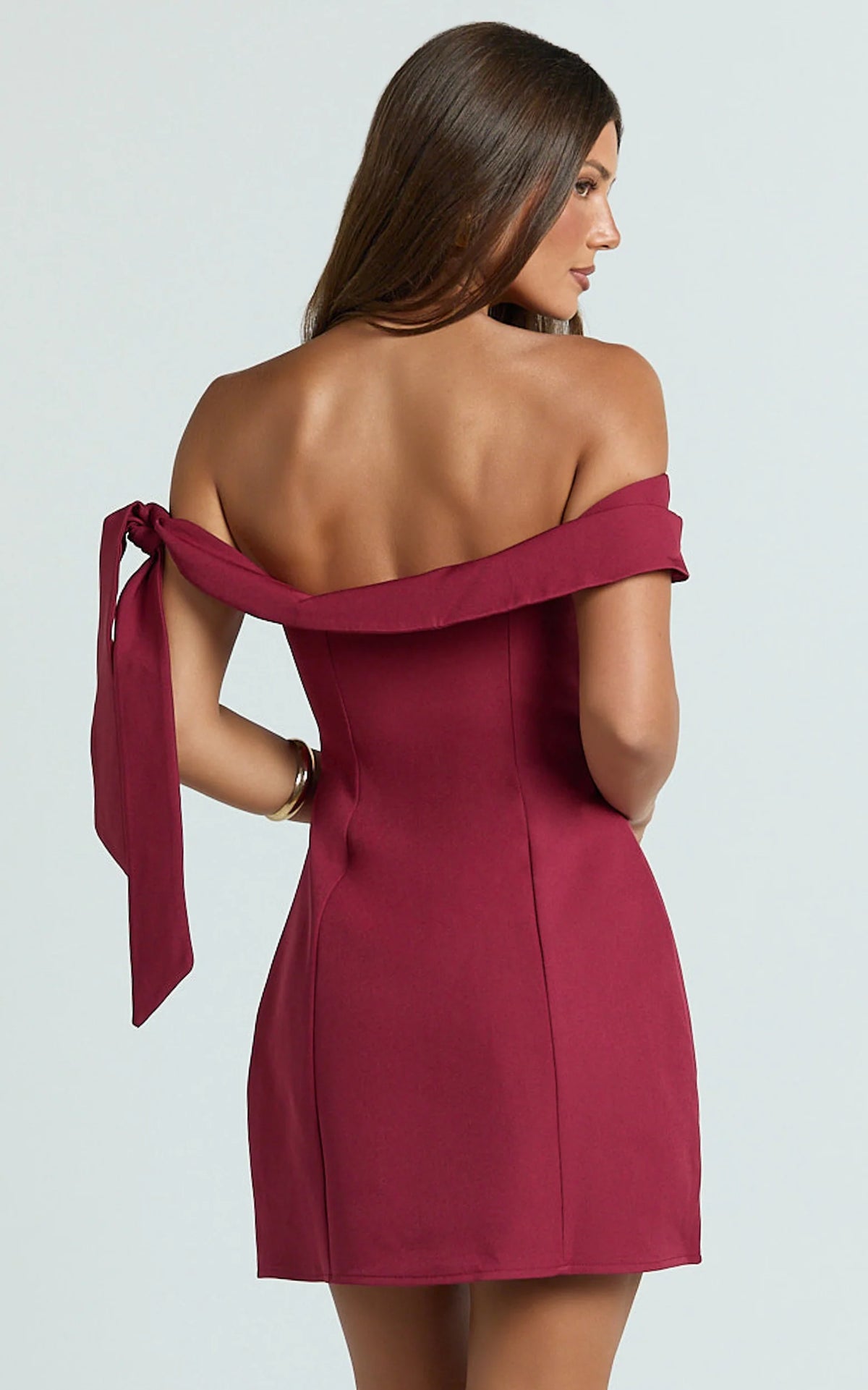 Cecilia Mini Dress - Off Shoulder Tie Detail Dress in Black