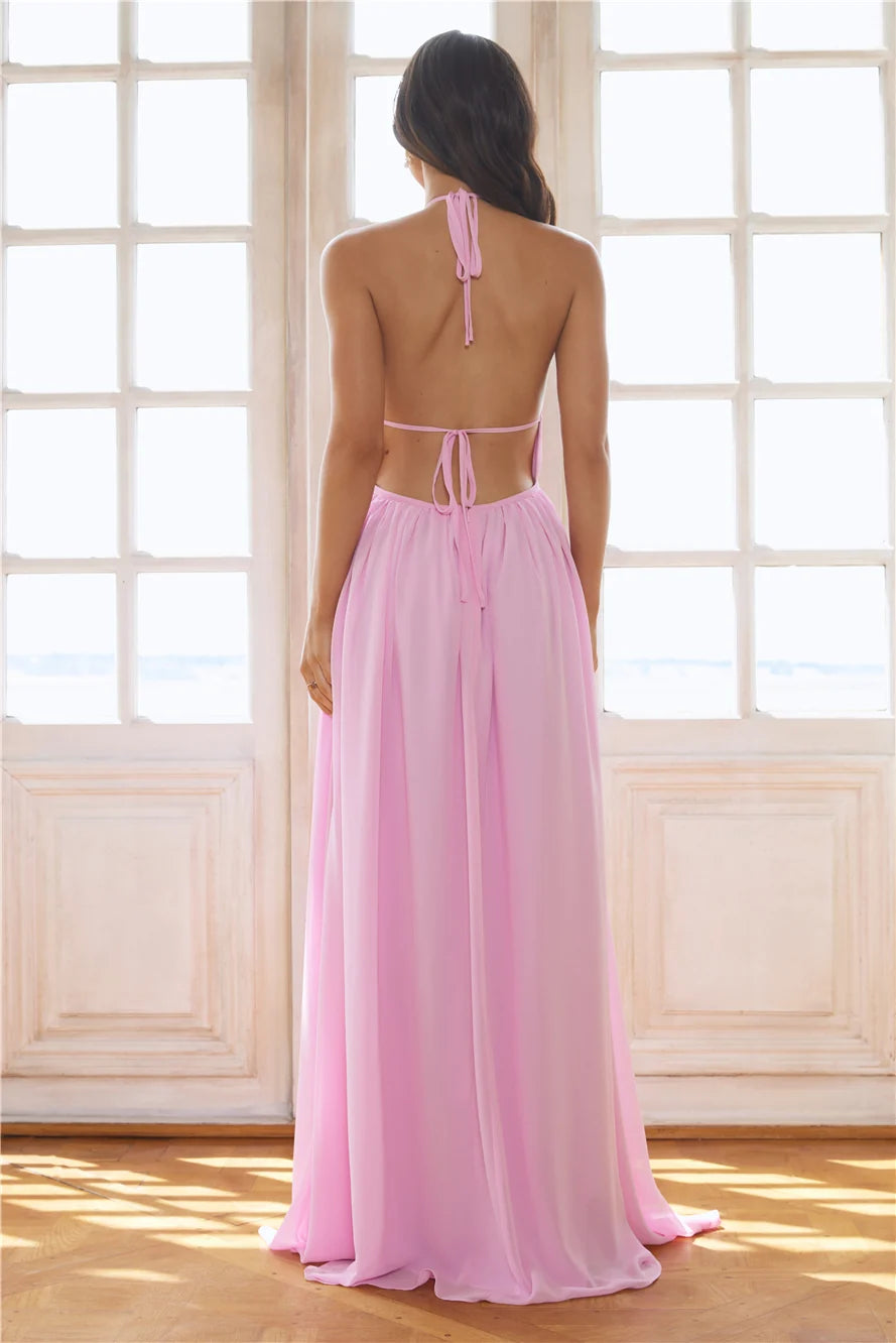 Luxuriously Stylish Halter Maxi Dress Black
