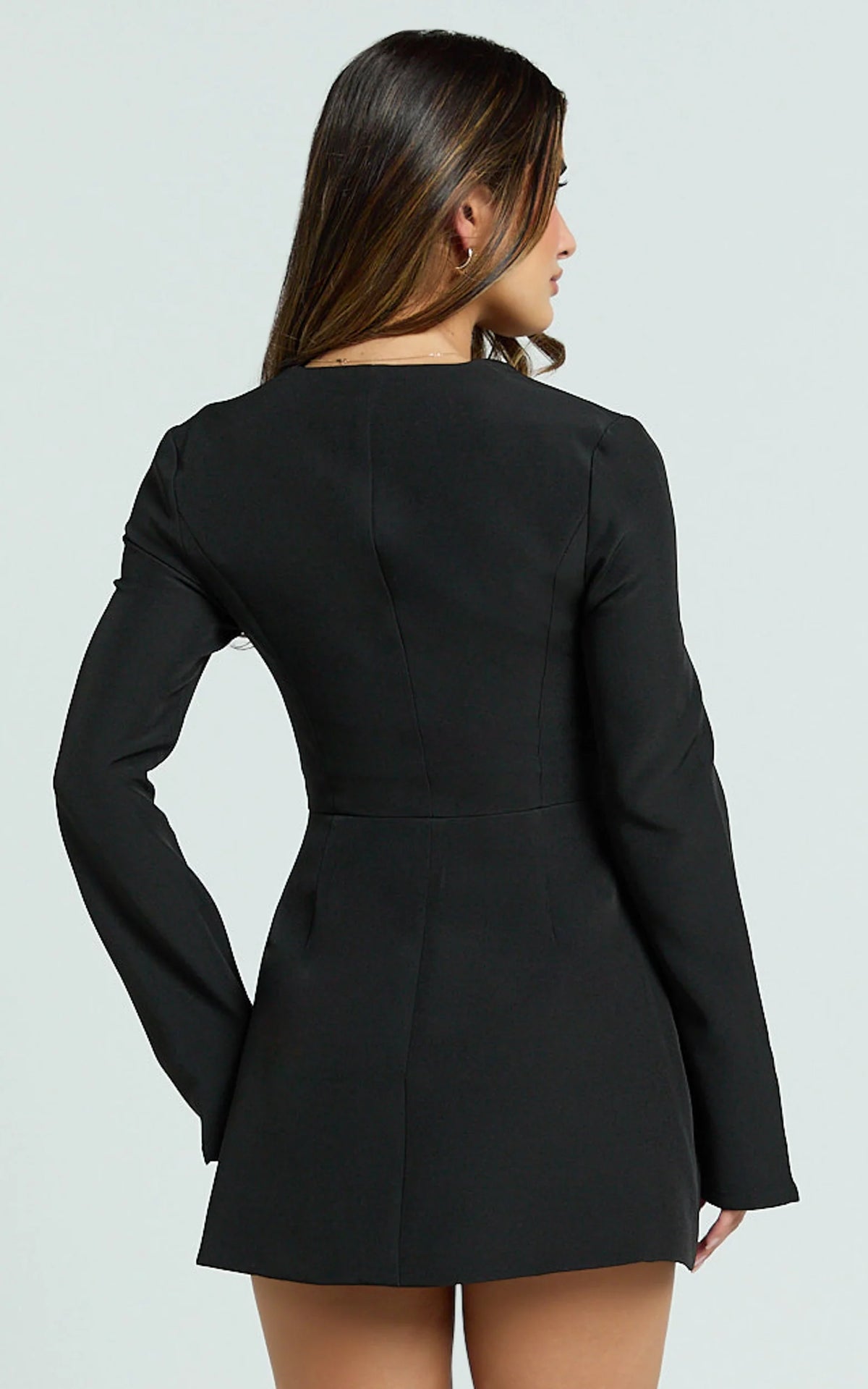 Lausanne Mini Dress - Sweetheart Neck Long Sleeve Zip Front Tulip Dress in White