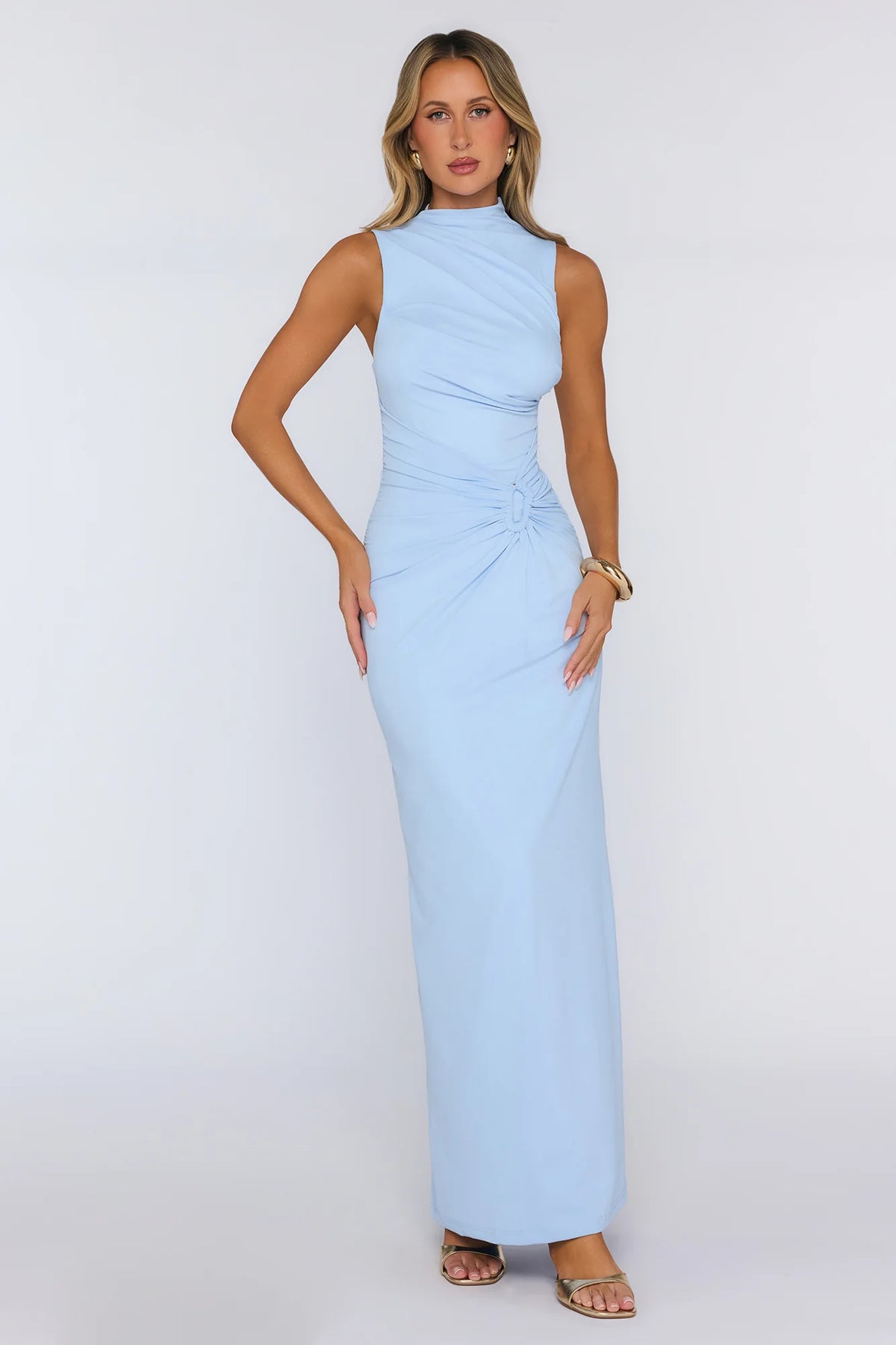 Radiant Petal Maxi Dress Black