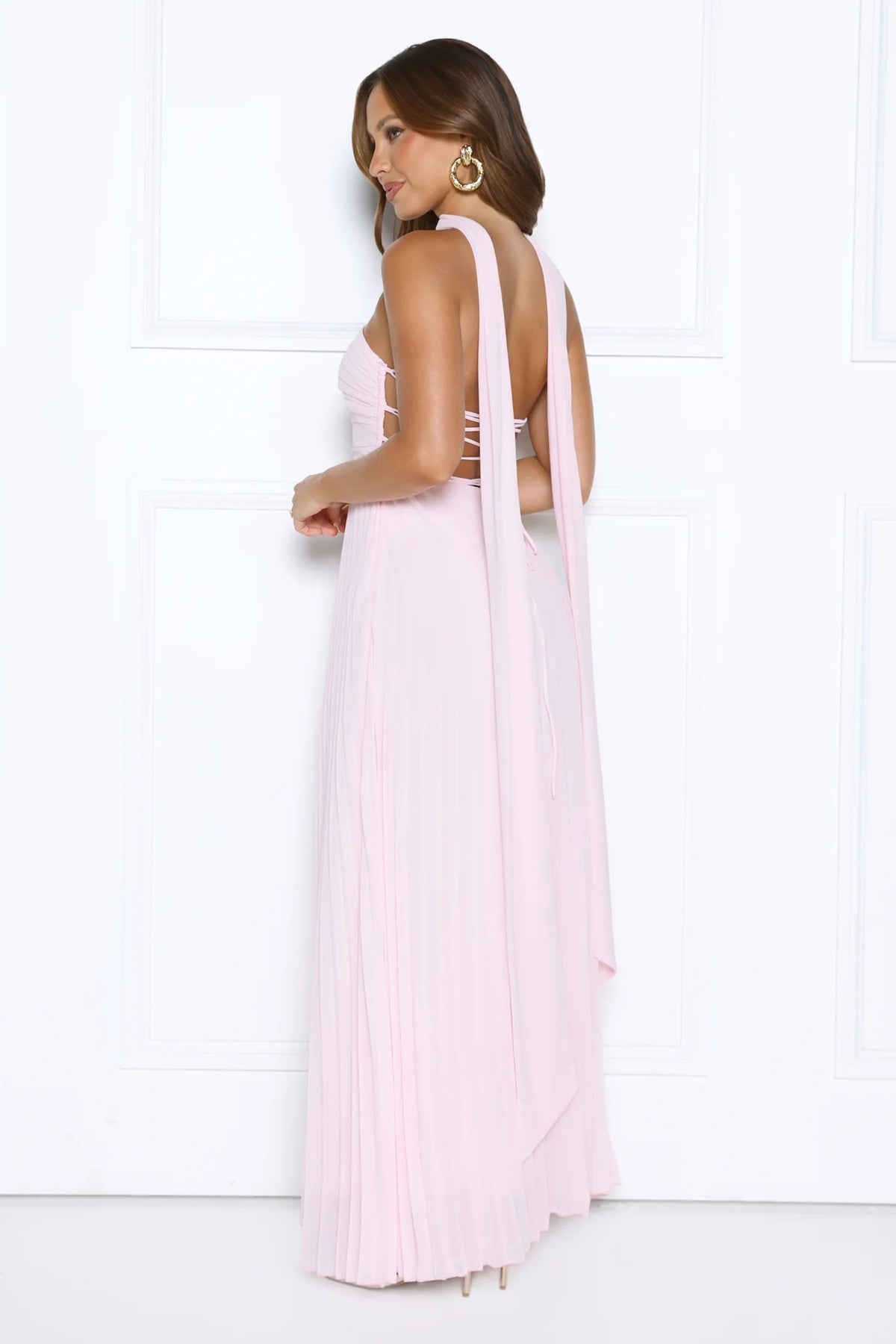 Sugar Babe Strapless Pleated Maxi Dress Blue