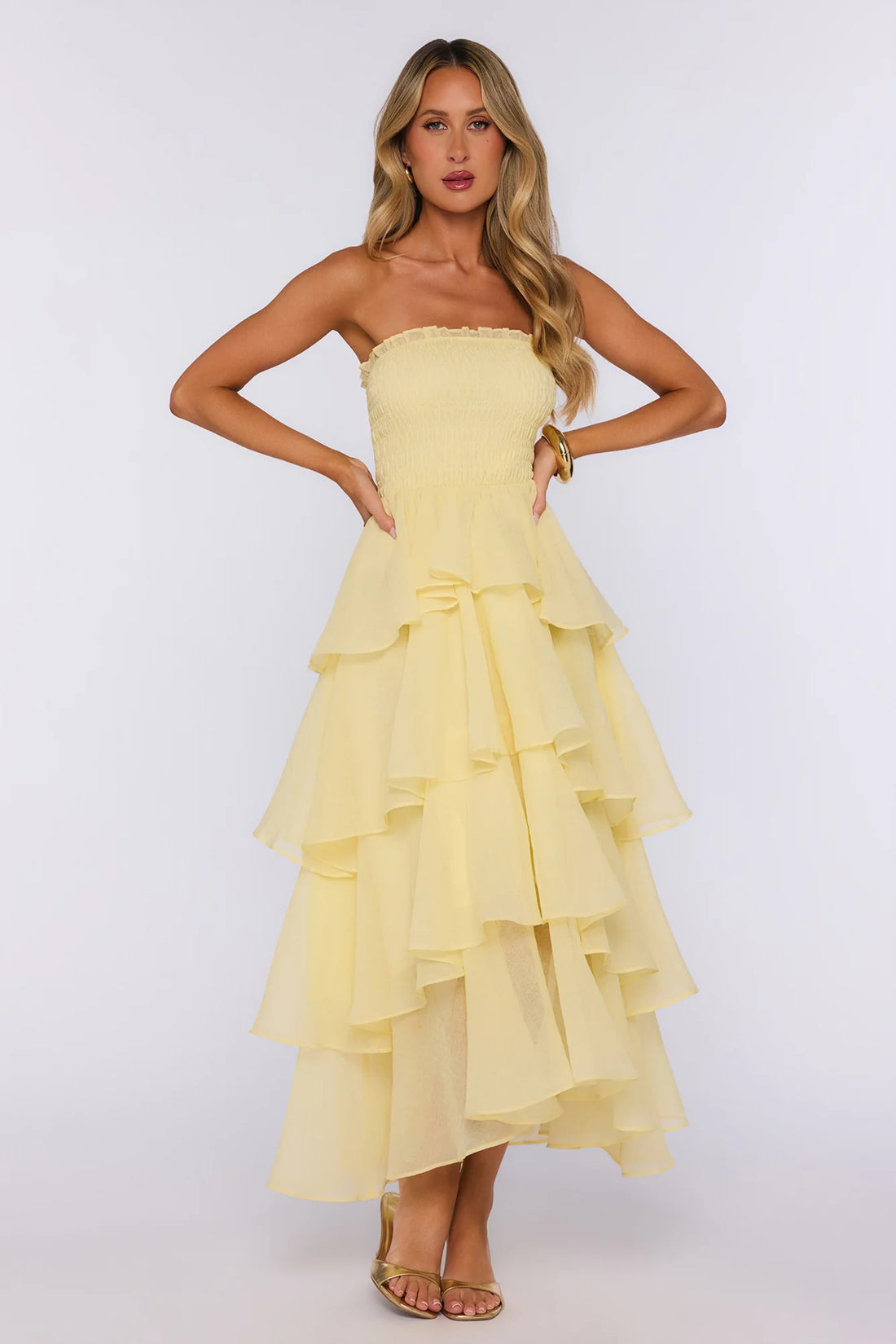 Dress The Part Strapless Maxi Dress Lemon