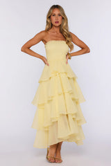 Dress The Part Strapless Maxi Dress Lemon