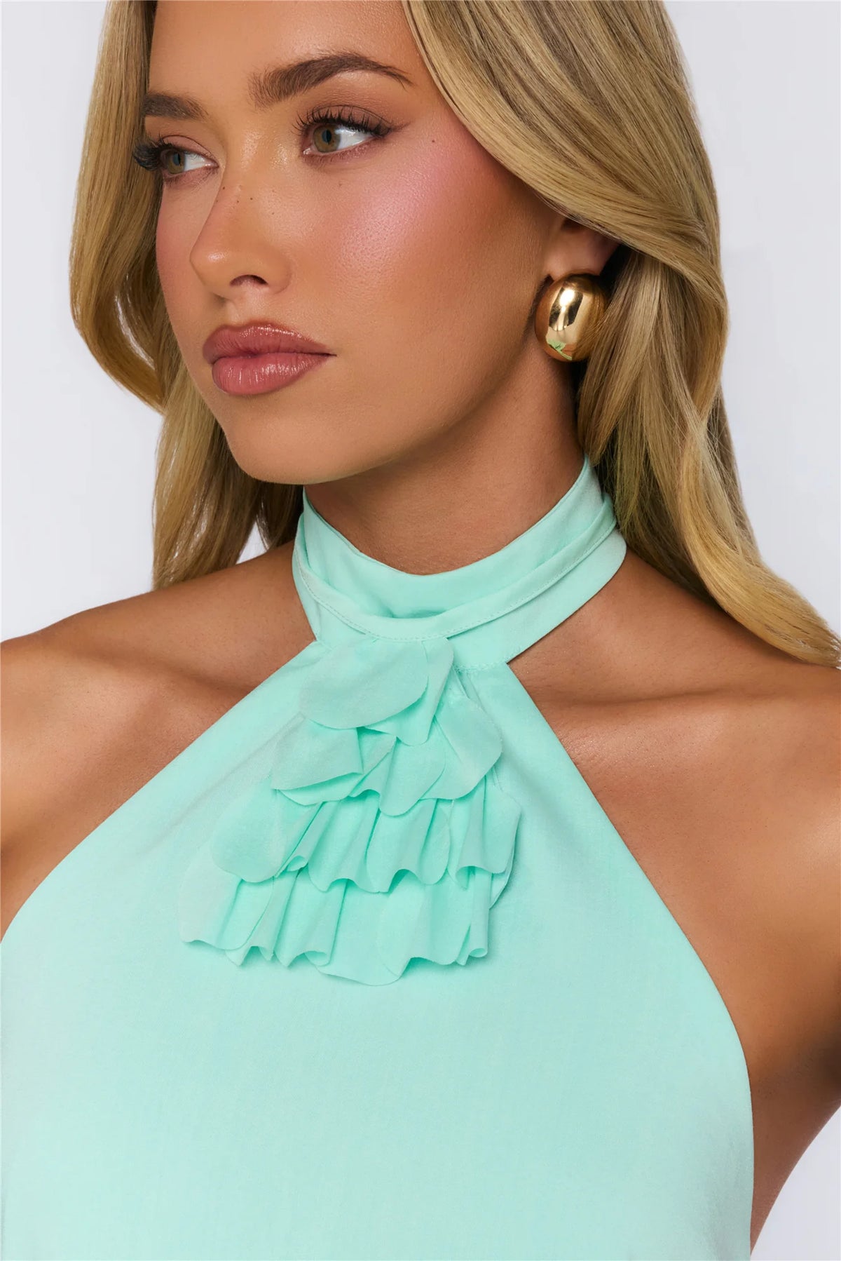 Need This Edit Halter Mini Dress Yellow