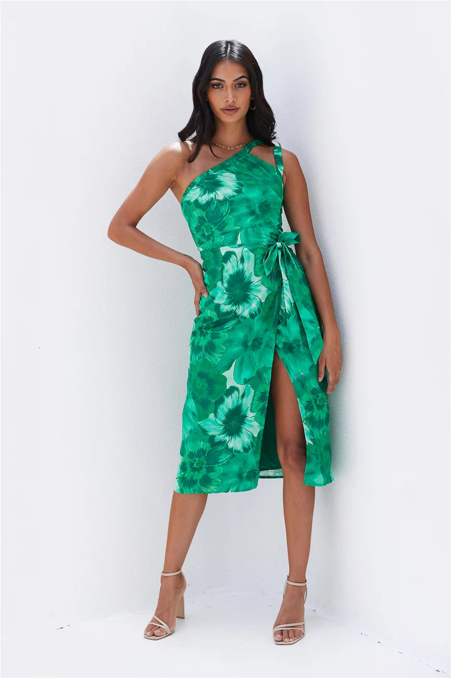 Island Beaches Midi Dress Red