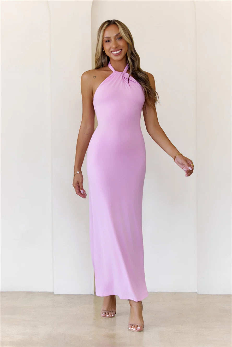 Sparkalina Halter Maxi Dress Blue