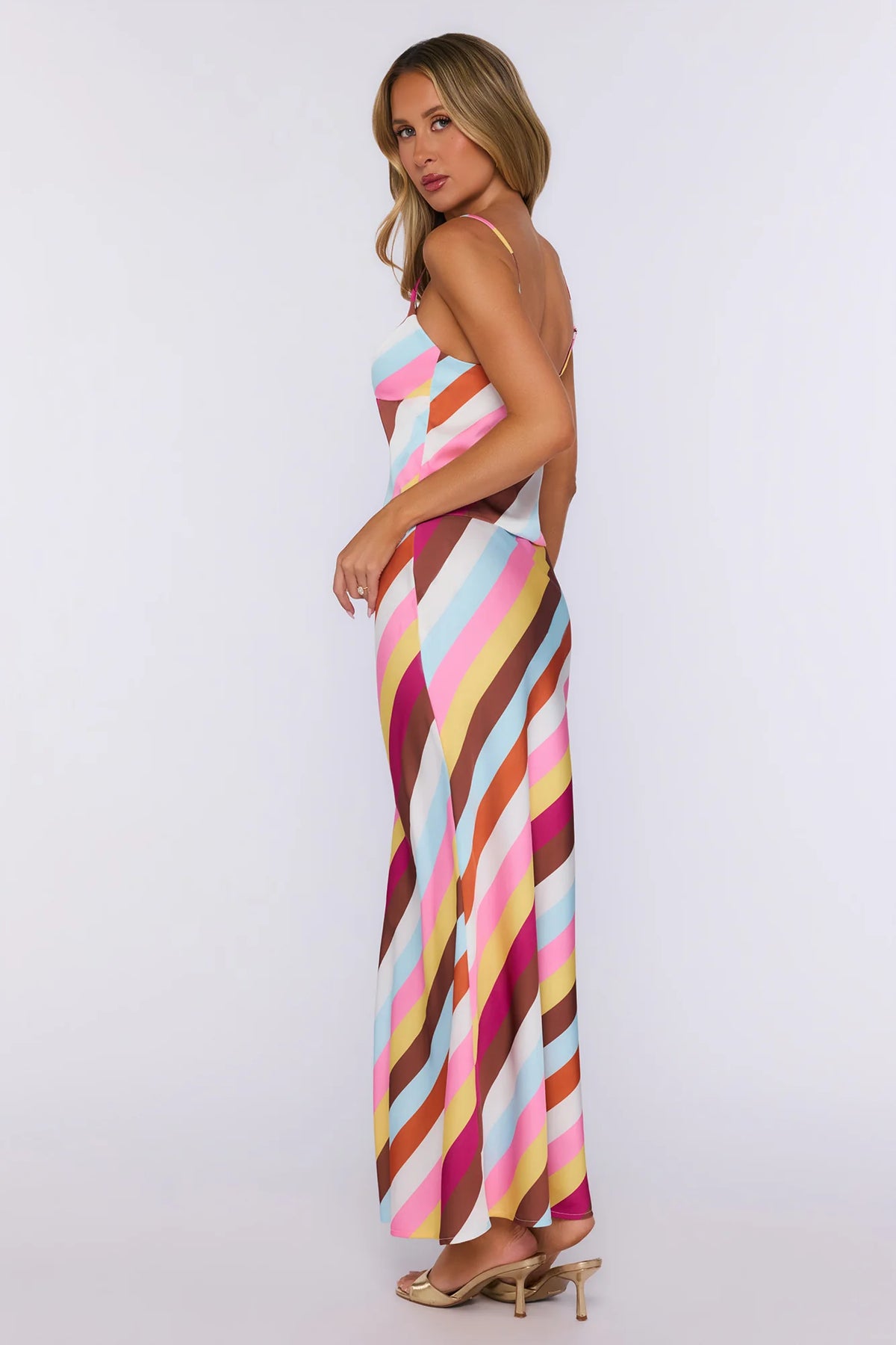 Closet Confidential Satin Maxi Skirt Multi