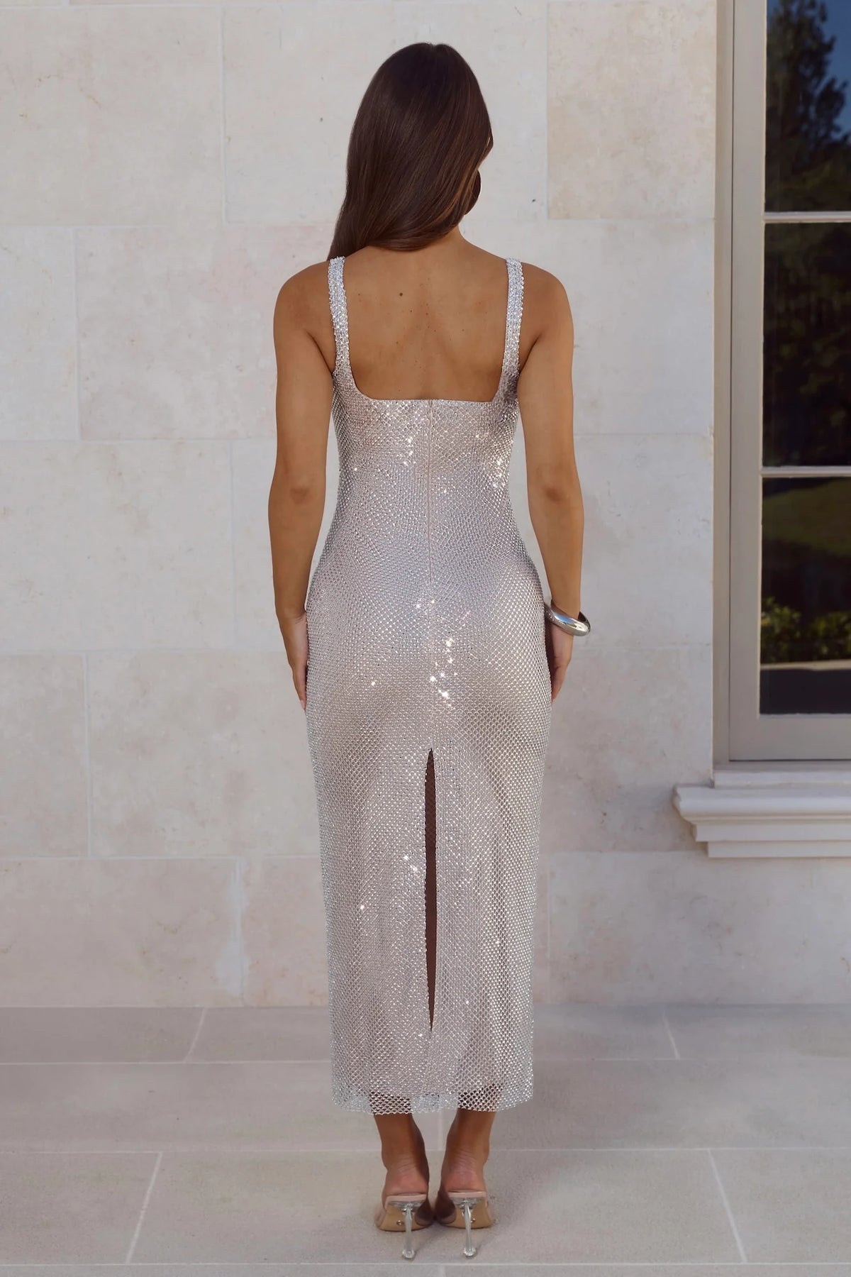 LUXE Spark Spell Midi Dress Silver