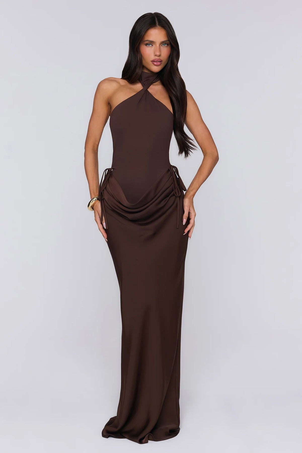 Evening Spark Satin Maxi Skirt Black